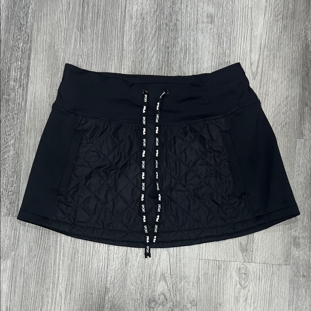 Fila Black Quilted Skirt with Logo Detail, size S